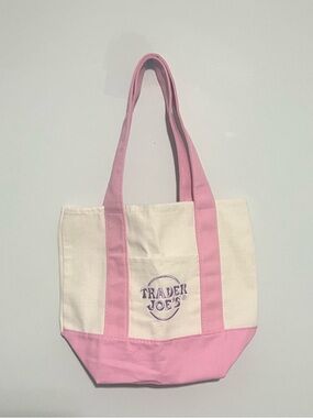 New Trader Joe's Pink & Cream Canvas Tote